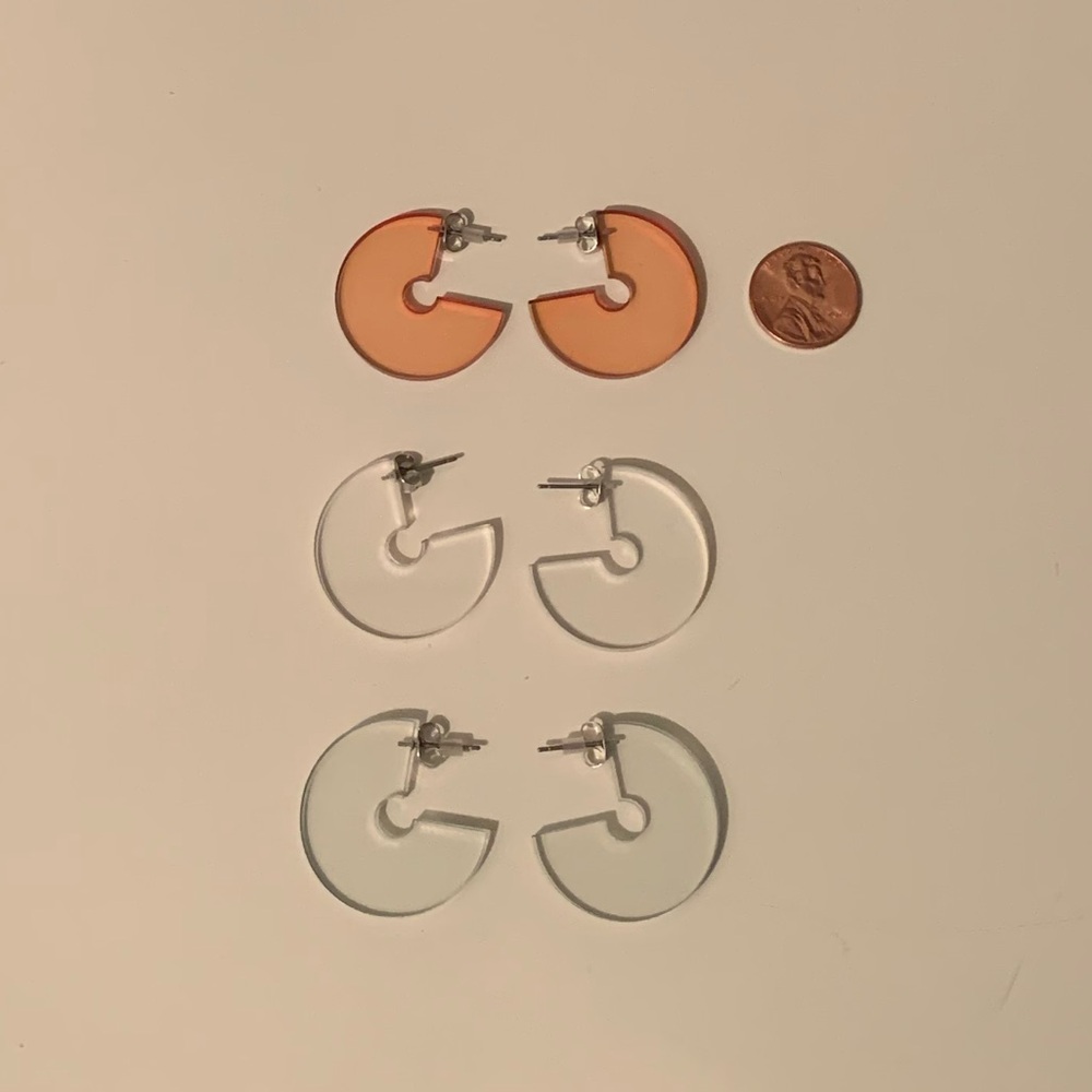 3 Pairs of Transparent Earrings